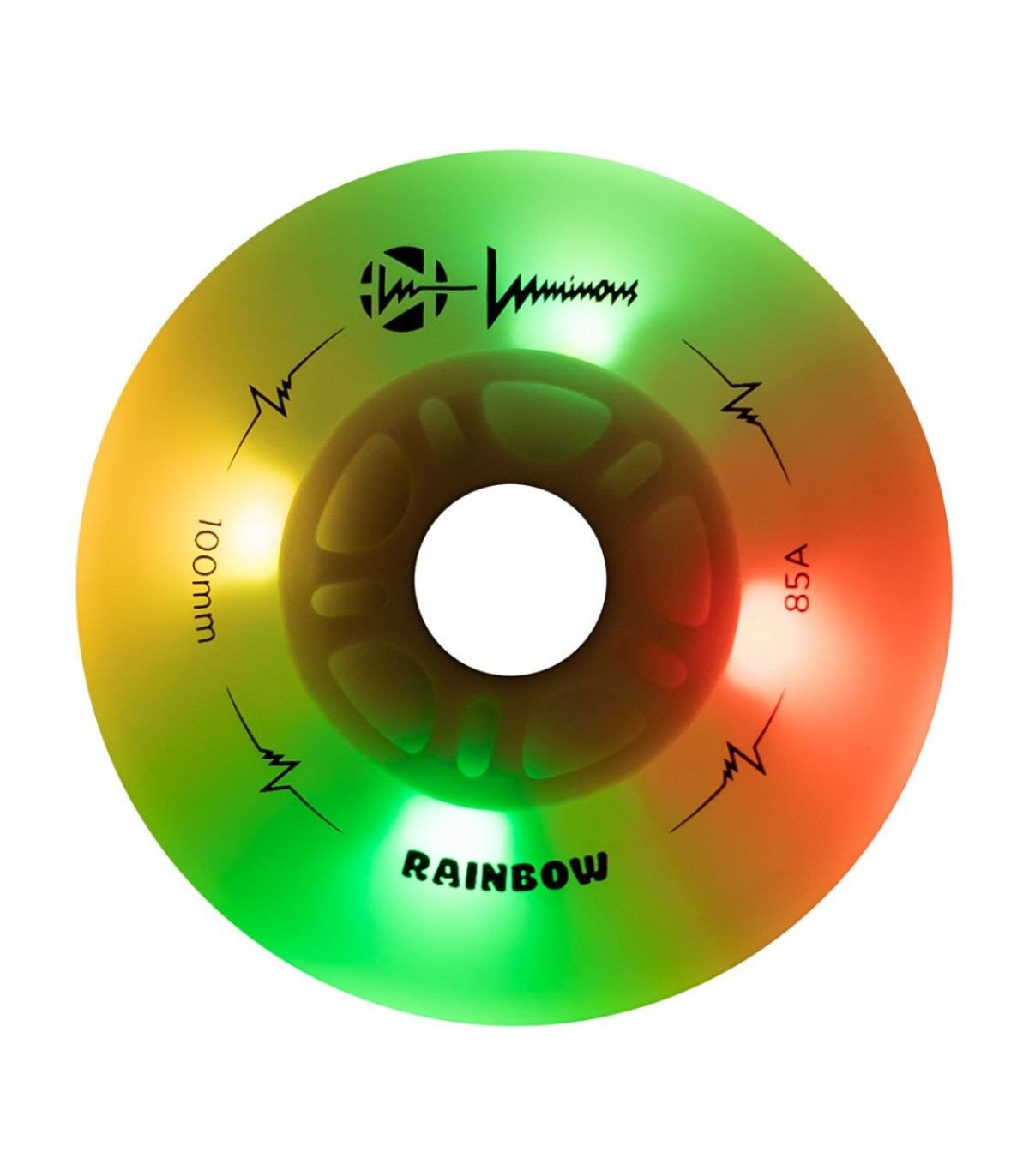 Ruedas LED LUMINOUS para patines 100mm/85a Rainbow White Multicolor