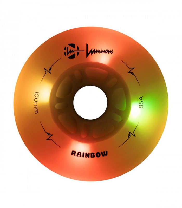 Ruedas LED LUMINOUS para patines 100mm/85a Rainbow White Multicolor