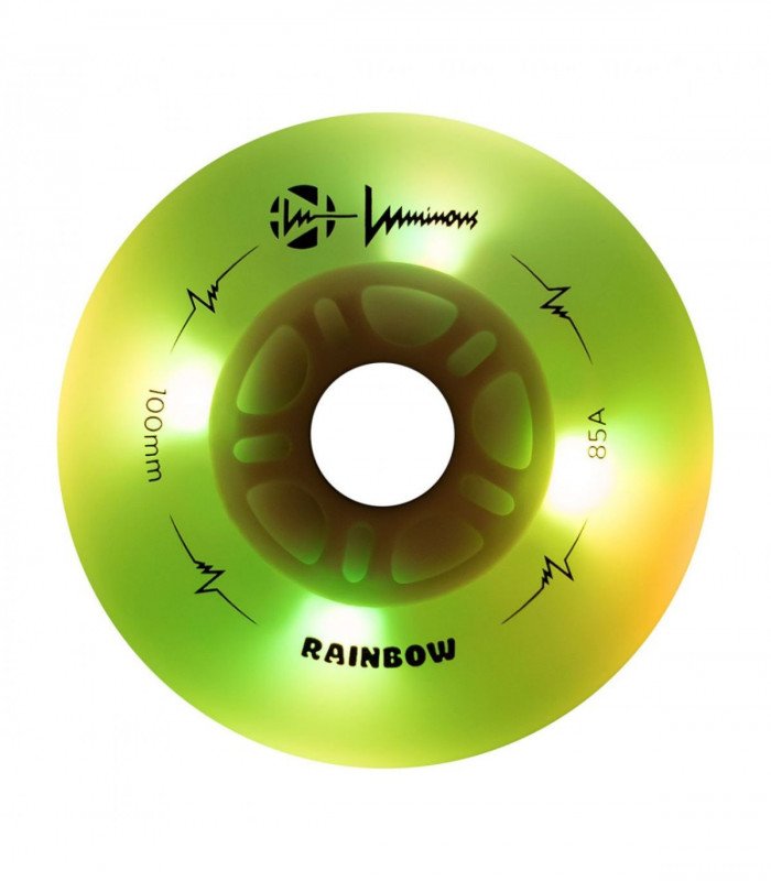 Ruedas LED LUMINOUS para patines 100mm/85a Rainbow White Multicolor