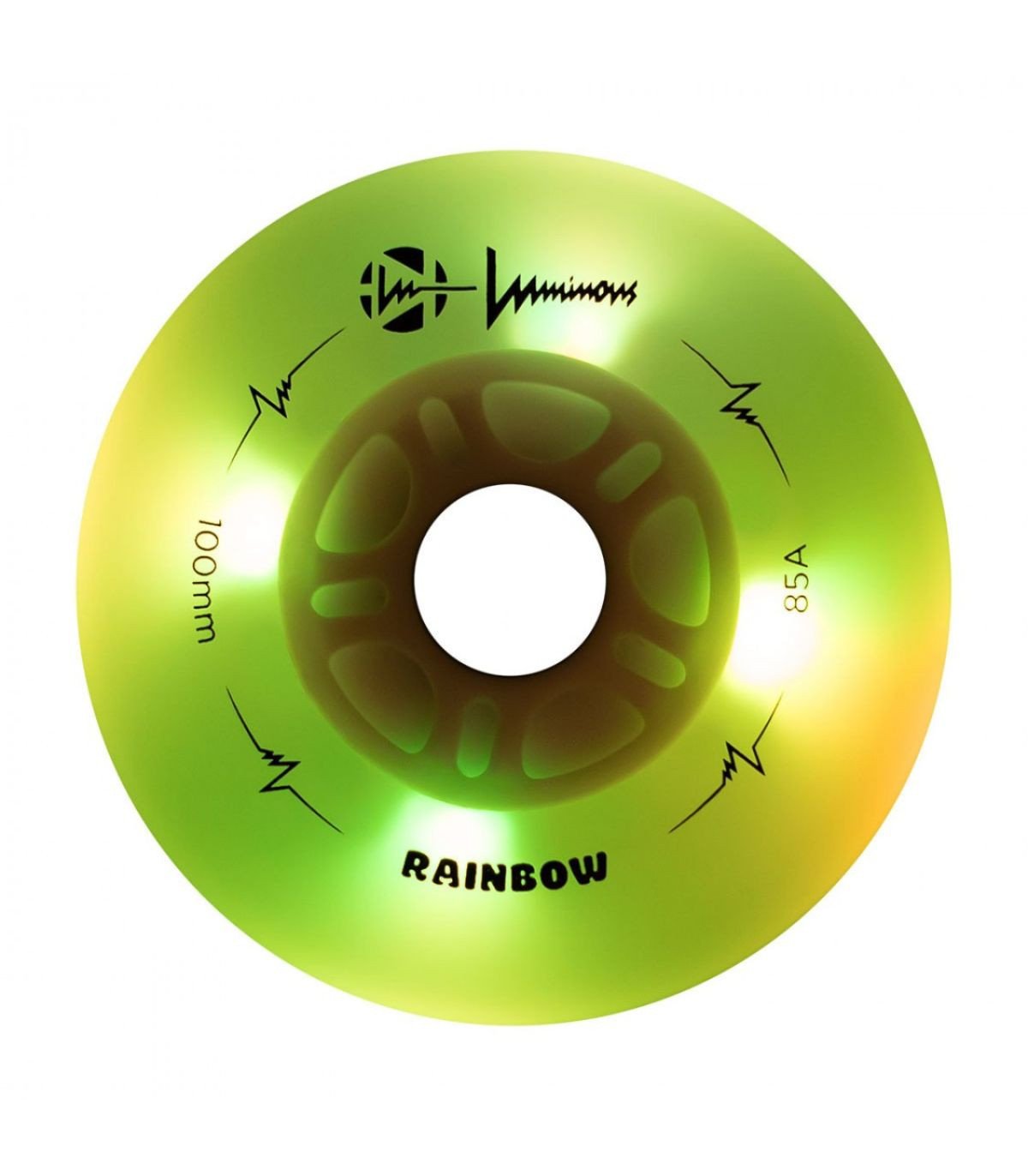 Ruedas LED LUMINOUS para patines 100mm/85a Rainbow White Multicolor