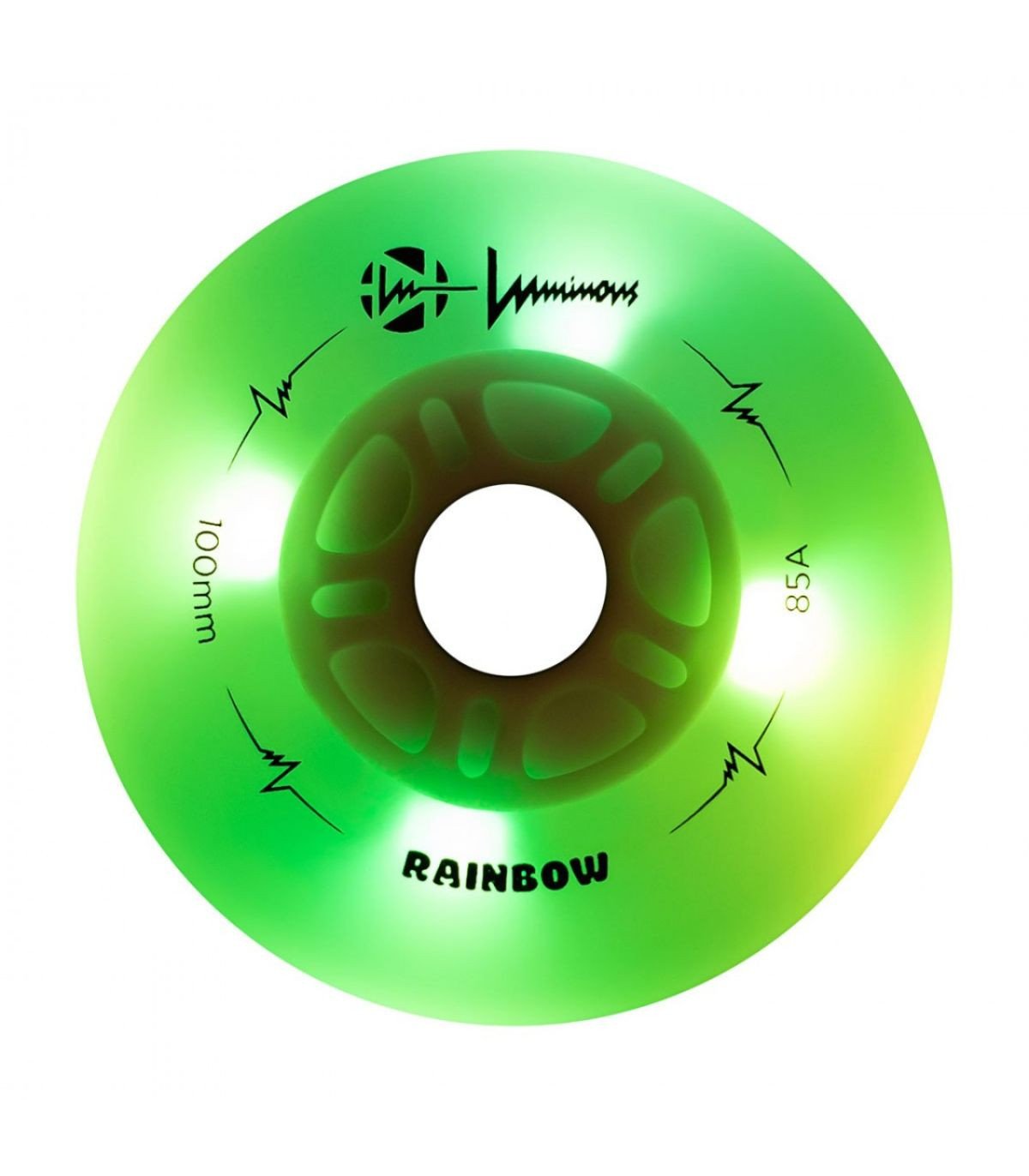 Ruedas LED LUMINOUS para patines 100mm/85a Rainbow White Multicolor