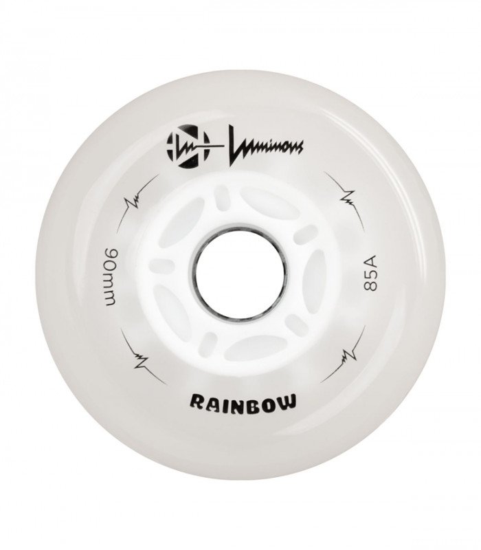 Ruedas Led LUMINOUS para patines 90mm/85a Rainbow White