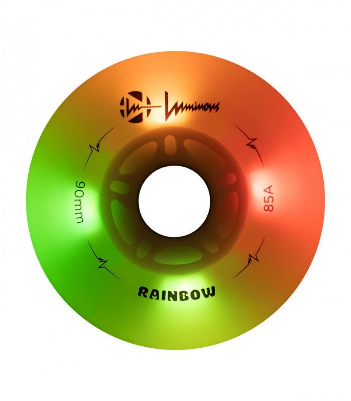 Ruedas Led LUMINOUS para patines 90mm/85a Rainbow White