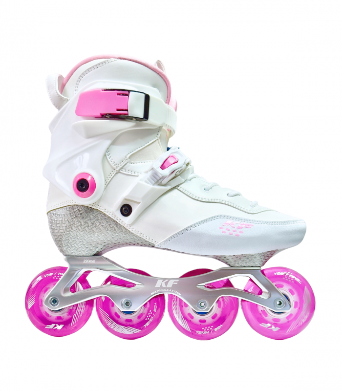 KF K-60 Blanco/Rosa - Patines de Fibra de Carbono Ajustables para Niños