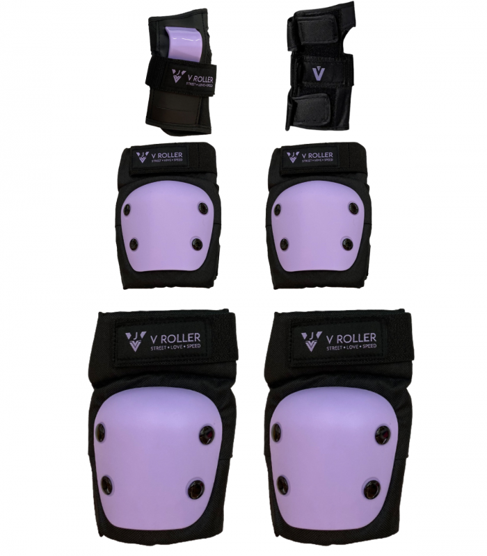 Kit de Protecciones para patines marca V-Roller Negro/Morado