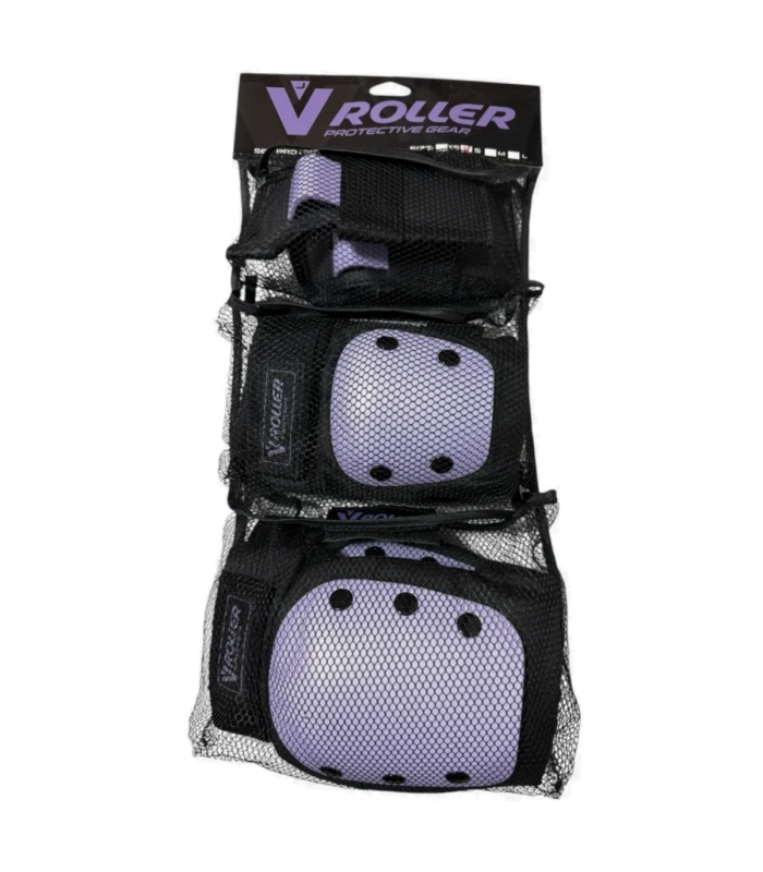 Kit de Protecciones para patines marca V-Roller Negro/Morado