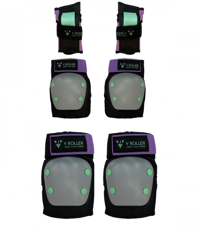 Kit de Protecciones para patines marca V-Roller Gris/Negro