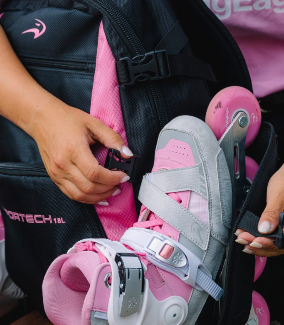 Mochila para Patines Flying Eagle Portech Rosa Mediana | Peligro FSK Shop
