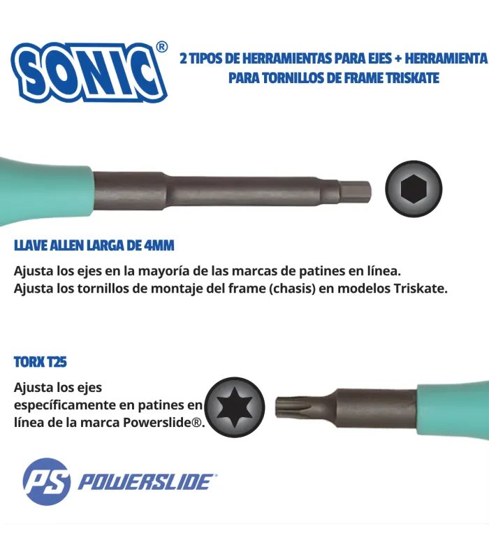 Sonic® Pro Tool + H | Herramienta 7 en 1 para Patines | Peligro FSK