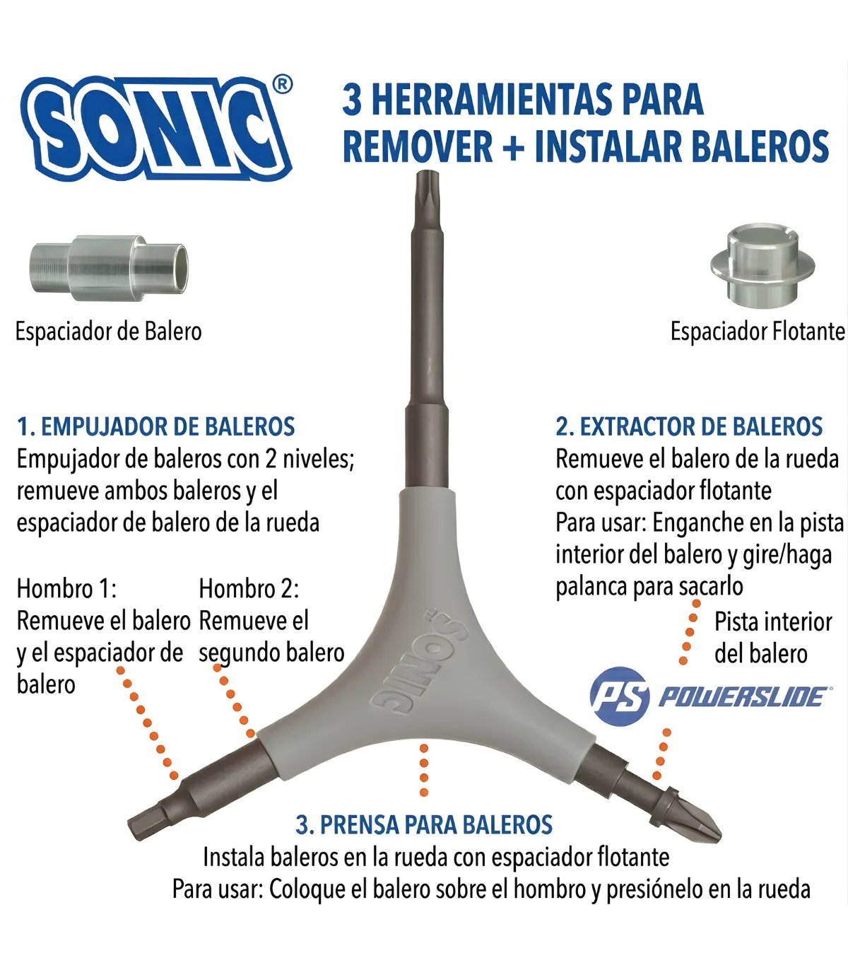 Sonic® Pro Tool + T | Herramienta Torx T25 Patines | Peligro FSK