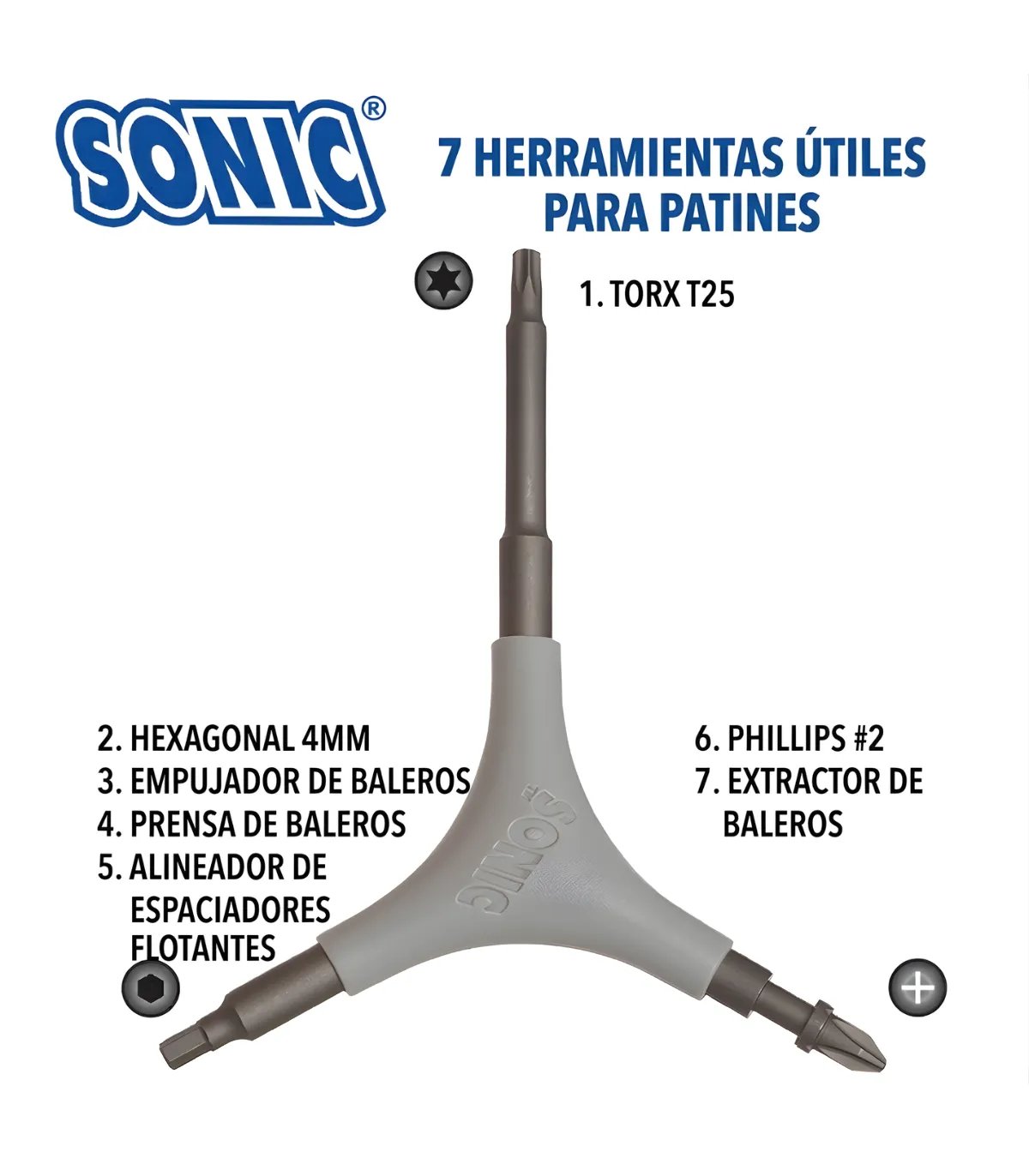 Sonic® Pro Tool + T | Herramienta Torx T25 Patines | Peligro FSK