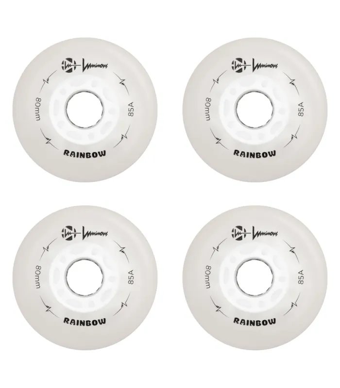 Ruedas Luminous LED 80mm Rainbow White | Pack 4 Peligro FSK