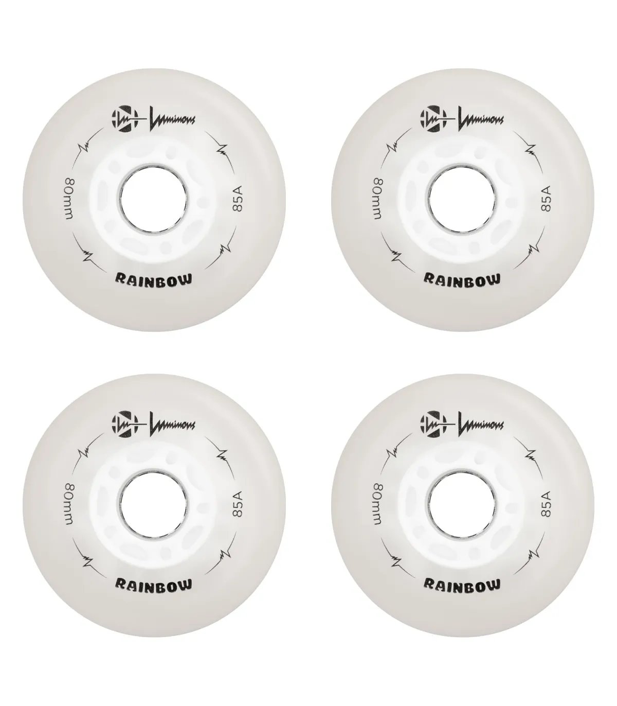 Ruedas Luminous LED 80mm Rainbow White | Pack 4 Peligro FSK